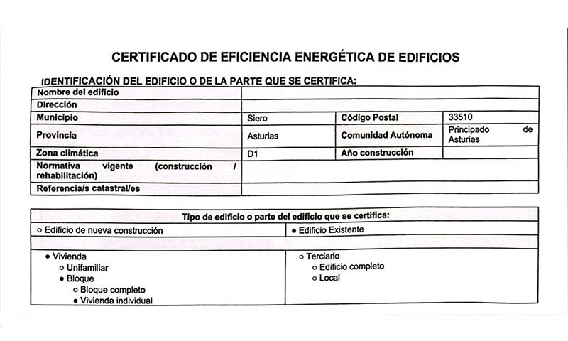 identificación certificado energético