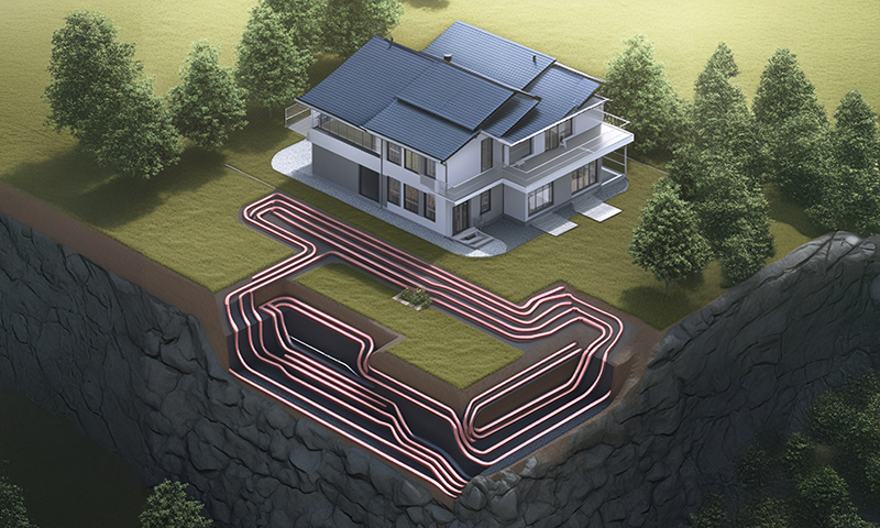 instalación con geotermia casa unifamiliar