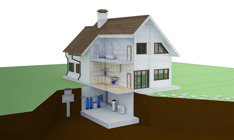 vivienda unifamiliar con sistema de geotermia