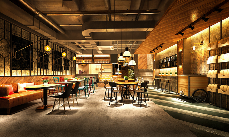 Restaurante con luces LED